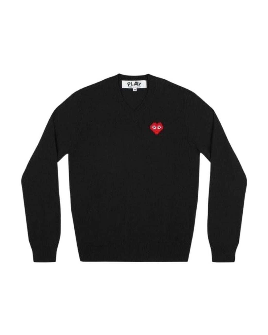 COMME DES GARÇONS PLAY Black Heart-Motif V-Neck Jumper for men