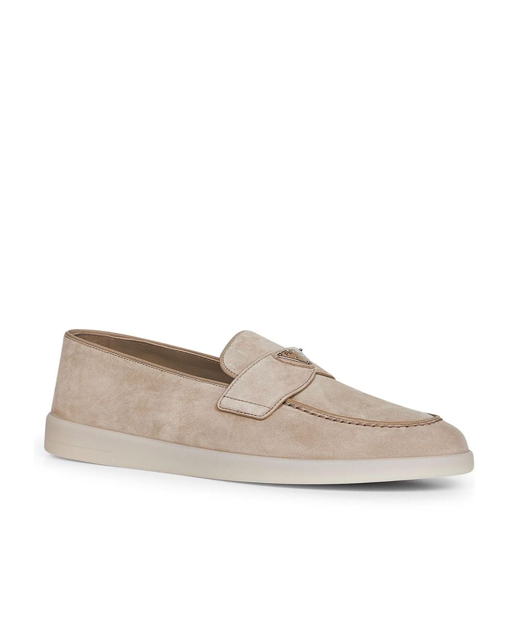 Prada Multicolor Logo Plaque Almond Toe Loafers for men