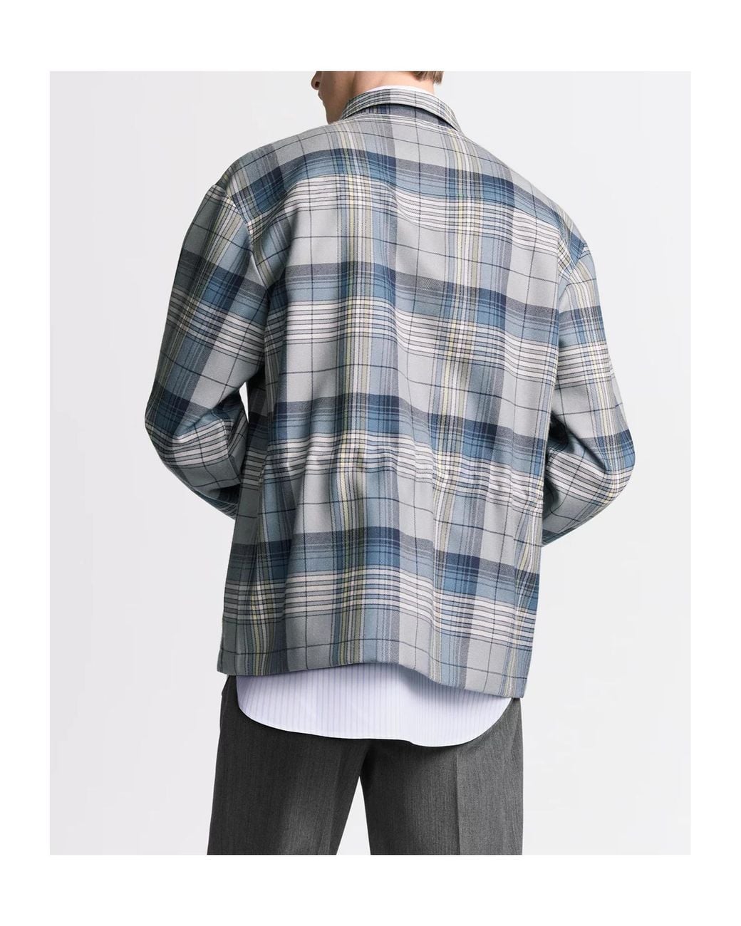 Dior Blue Homme Checked Zipped Shirt for men
