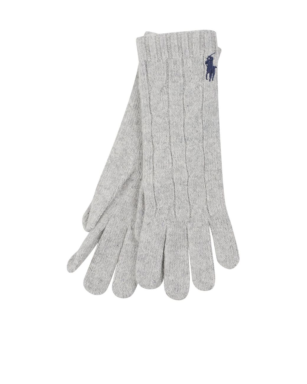 Ralph Lauren Gray Polo Logo Embroidered Knitted Gloves