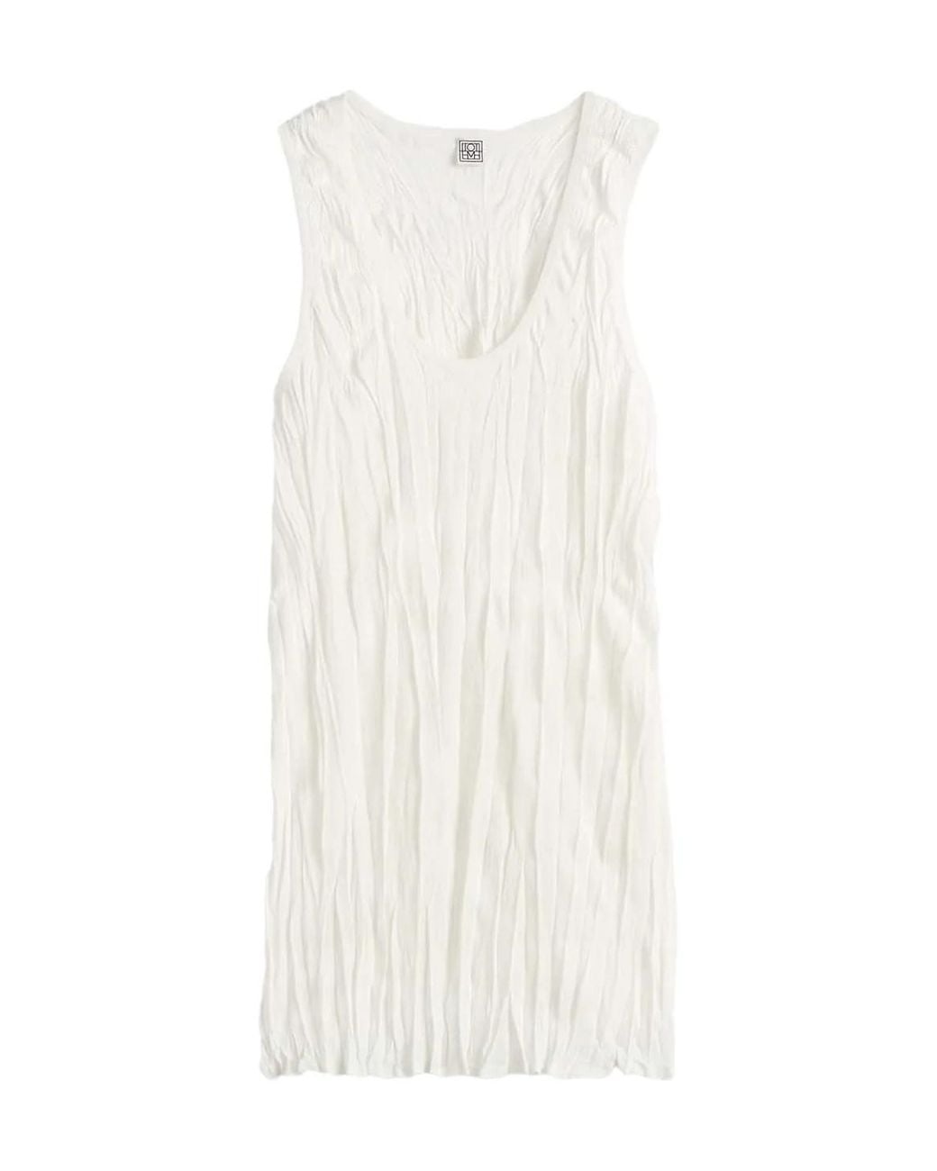 Totême White Totême Crinkled Knitted Tank Top