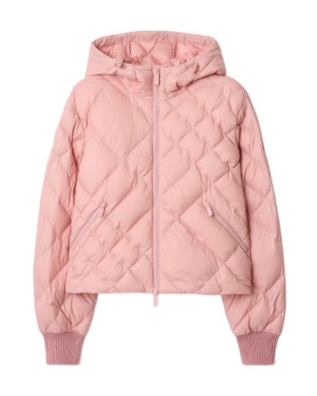 Burberry Pink Hooded Quilted Down Jacket