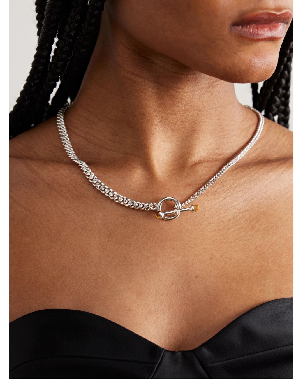 Loren Stewart Metallic Scout Barbell Sterling Citrine Necklace