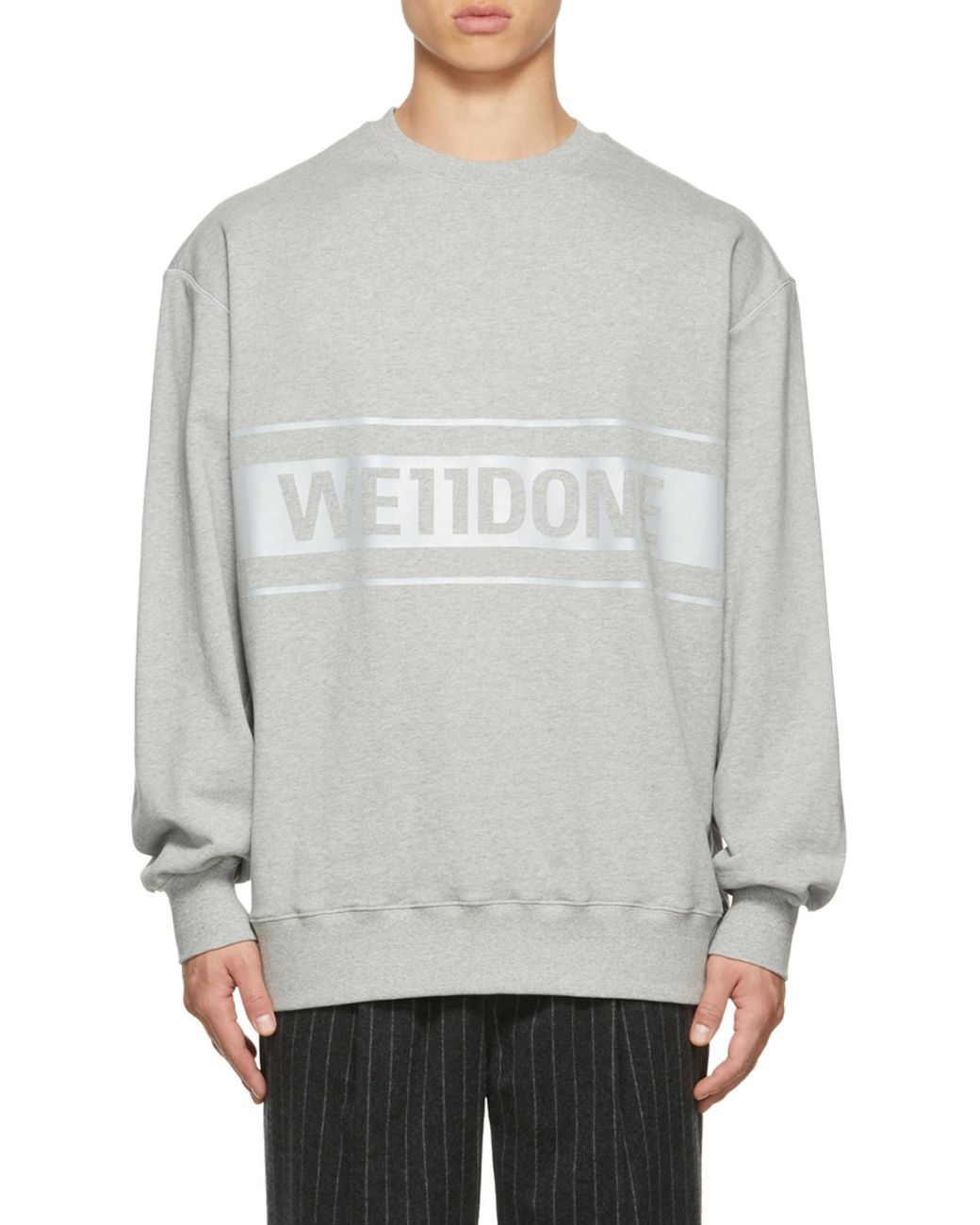 we11done Gray Logo Print Sweatshirt for men
