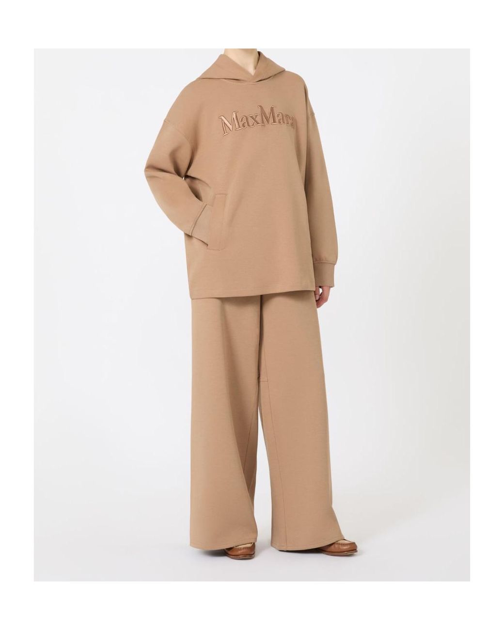 Max Mara Natural Visiera Logo Embroidered Hoodie