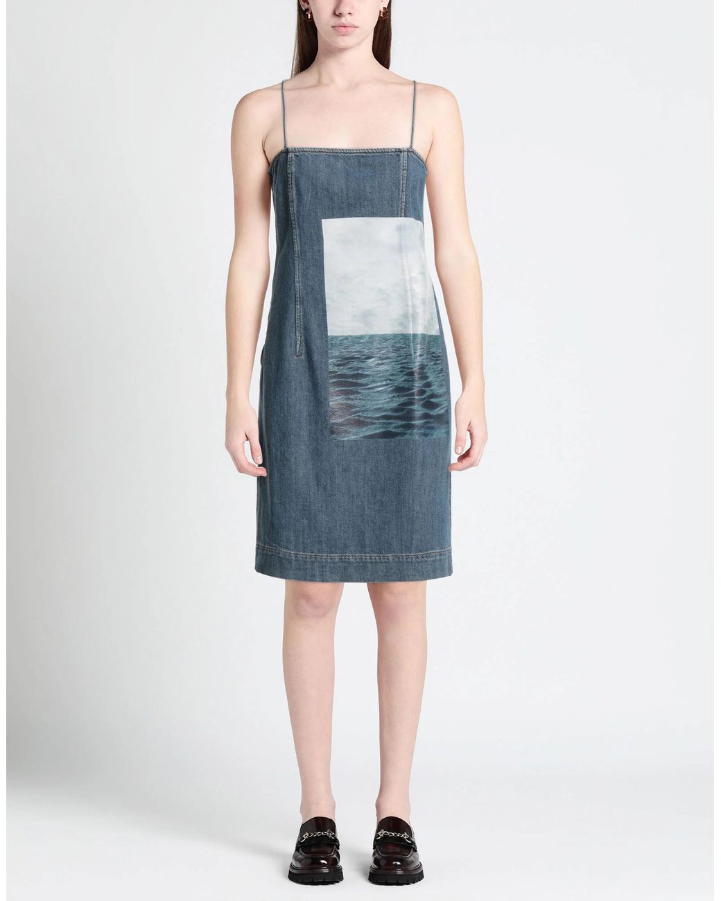 Sportmax Blue Sleeveless Denim Dress