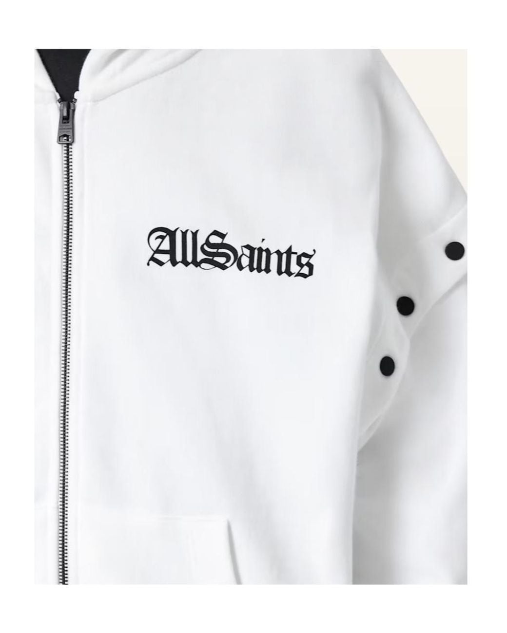 AllSaints White Gig Amphia Snap-Detail Sweatshirt