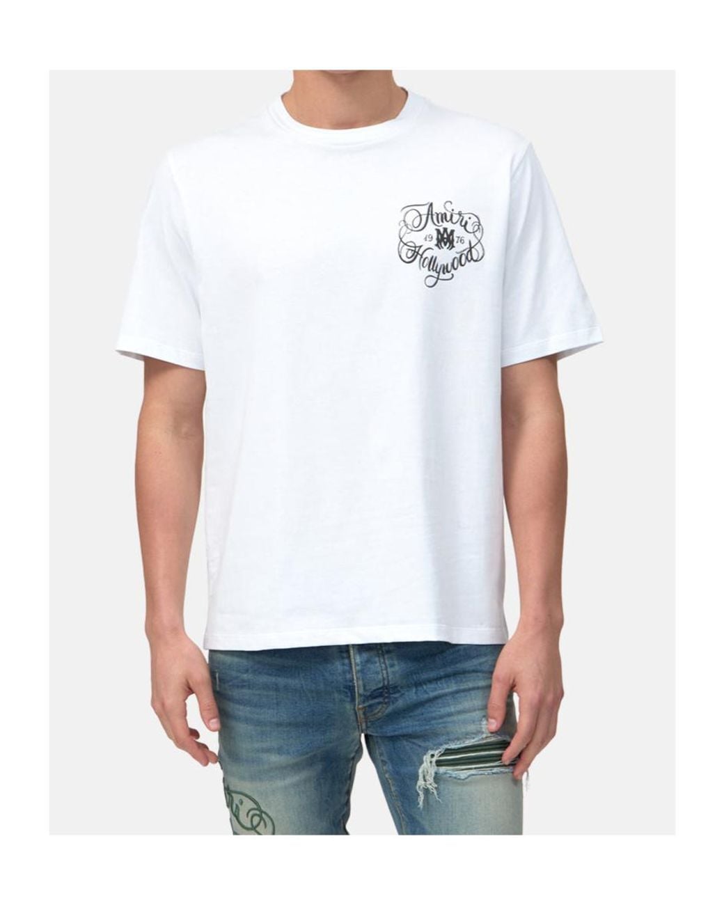 Amiri White Hollywood Logo T-Shirt for men