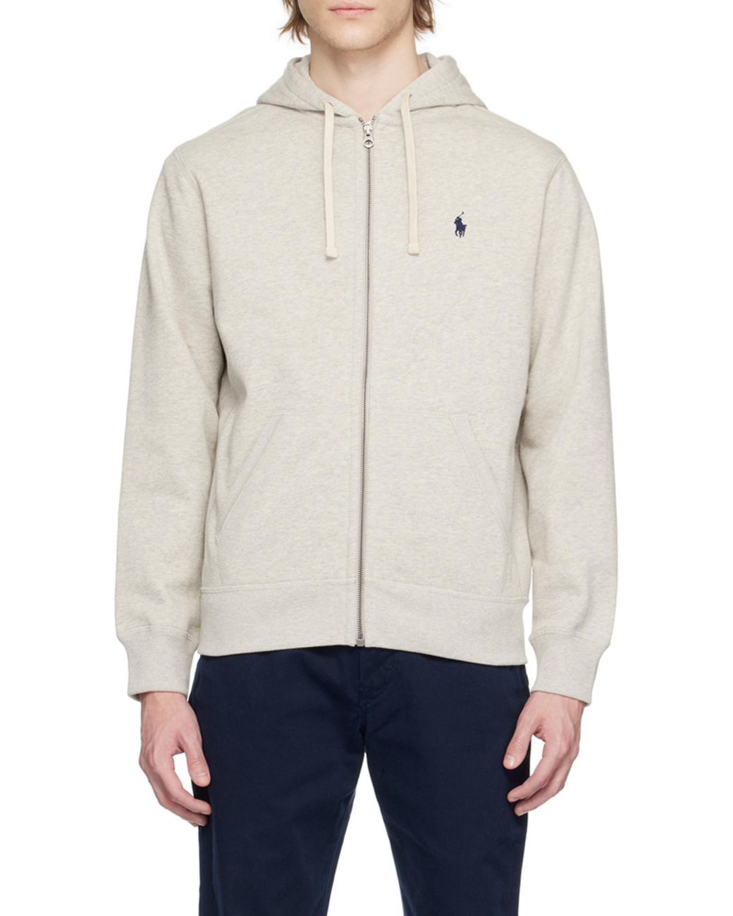 Ralph Lauren Gray Polo Pony Embroidered Zipper Hooded Casual Jacket for men