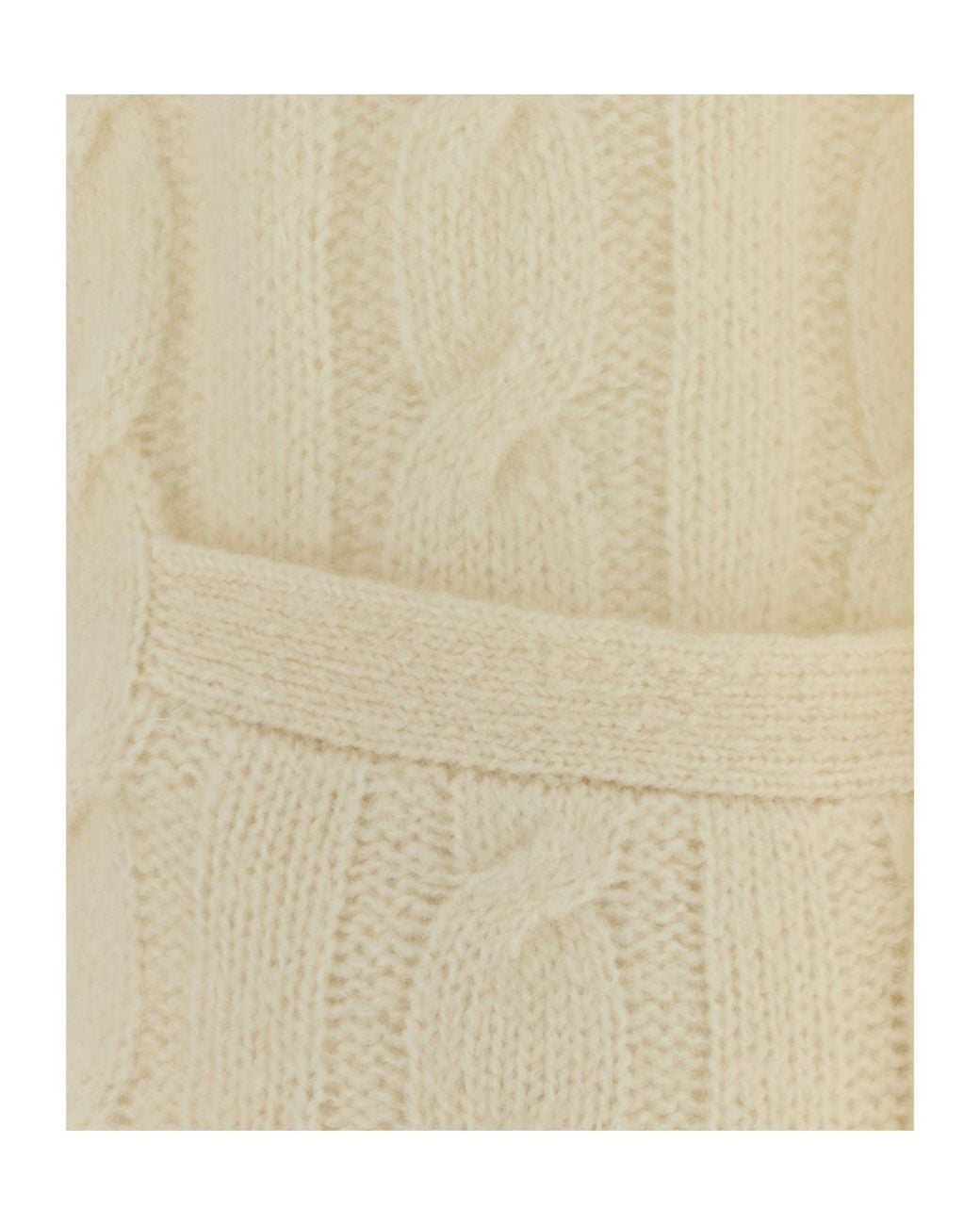 Ralph Lauren Natural Logo-Embellished Cable-Knit Cardigan