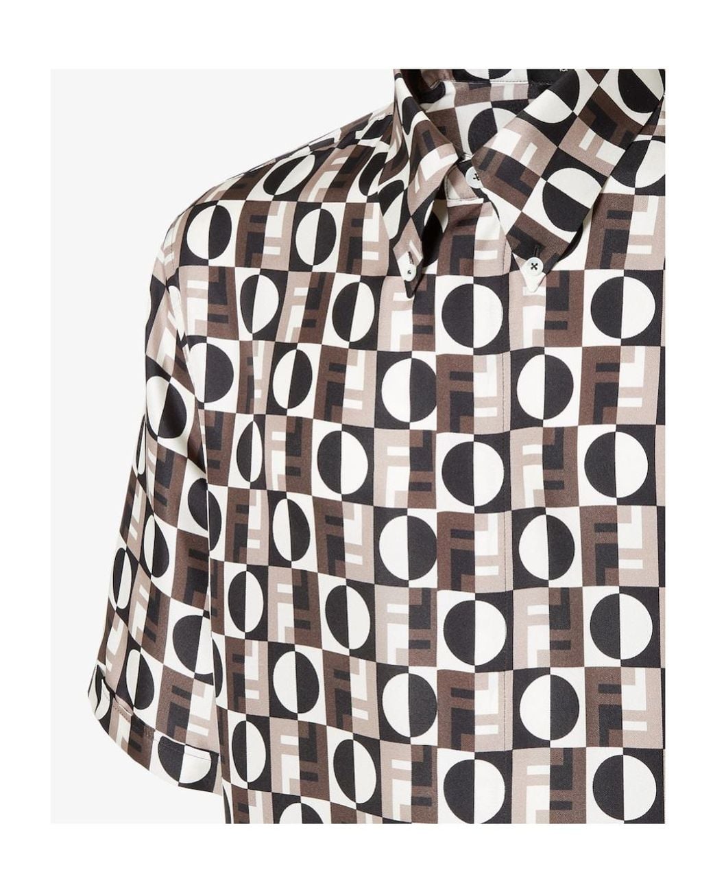 Fendi White All-Over Logo Printed Short Sleeved Shirt for men