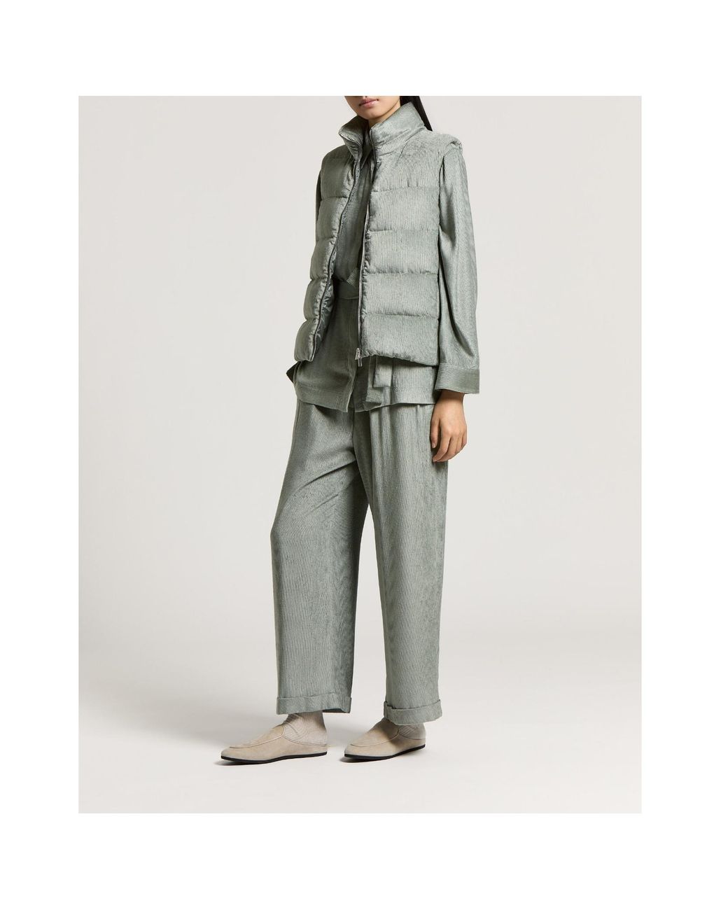 Peserico Gray Quilted Corduroy Gilet
