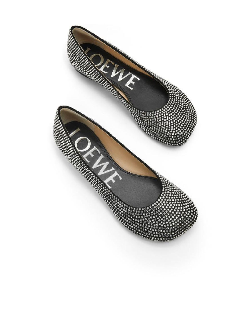 Loewe Gray Embellished Slip-On Ballerina Flats