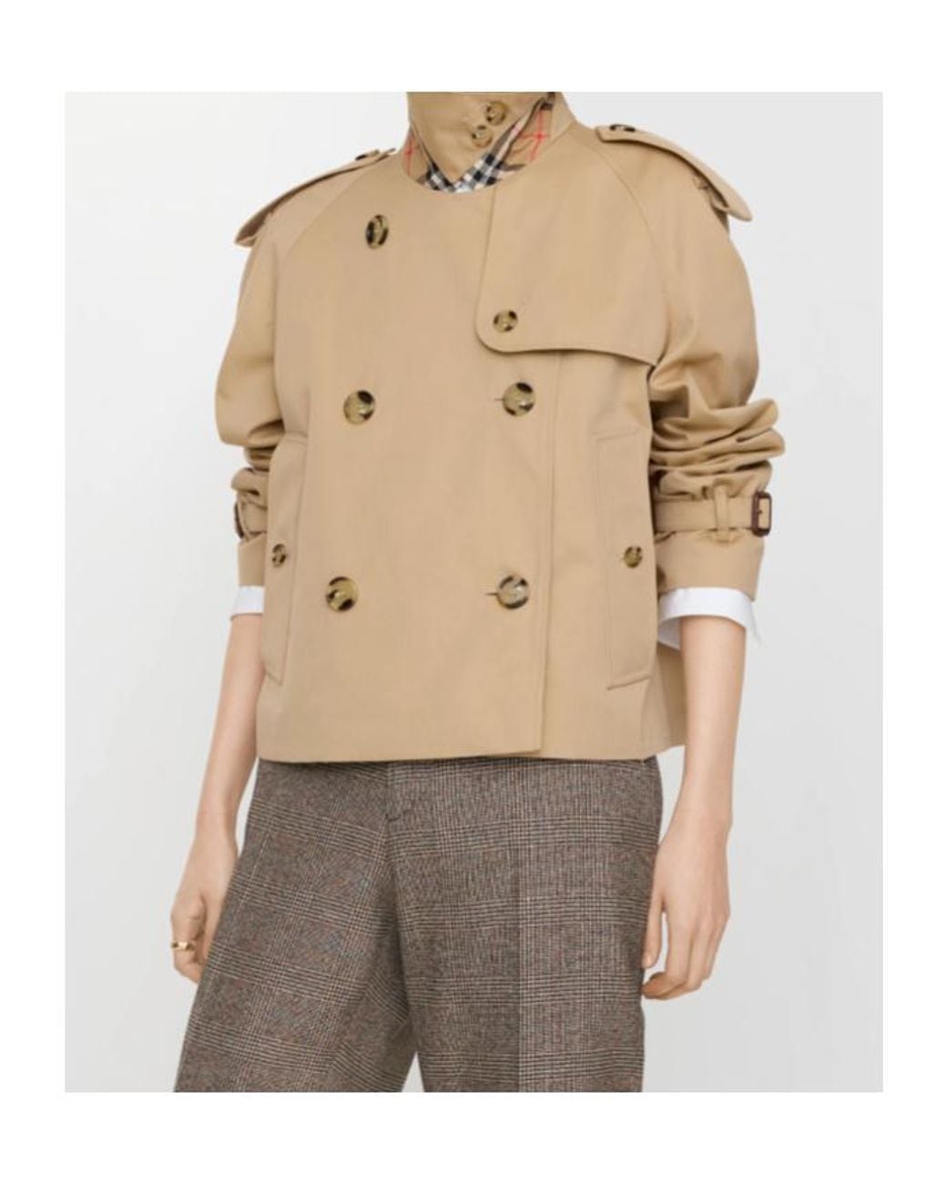 Burberry Natural Cropped Mayfair Heritage Trench Jacket
