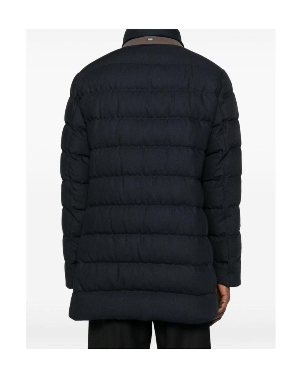 Herno Blue High Neck Quilted Padded Jacket for men