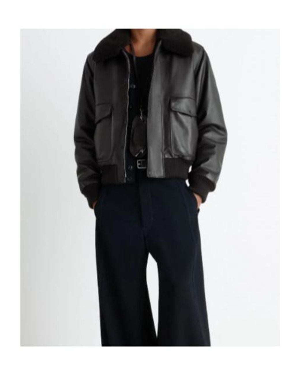 Lemaire Black Leather Blouson for men