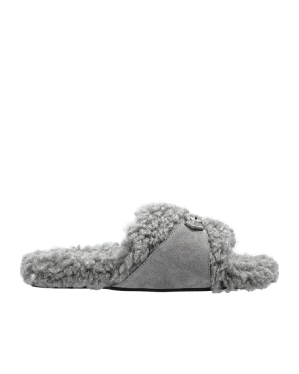 Balenciaga Gray Furry Slides