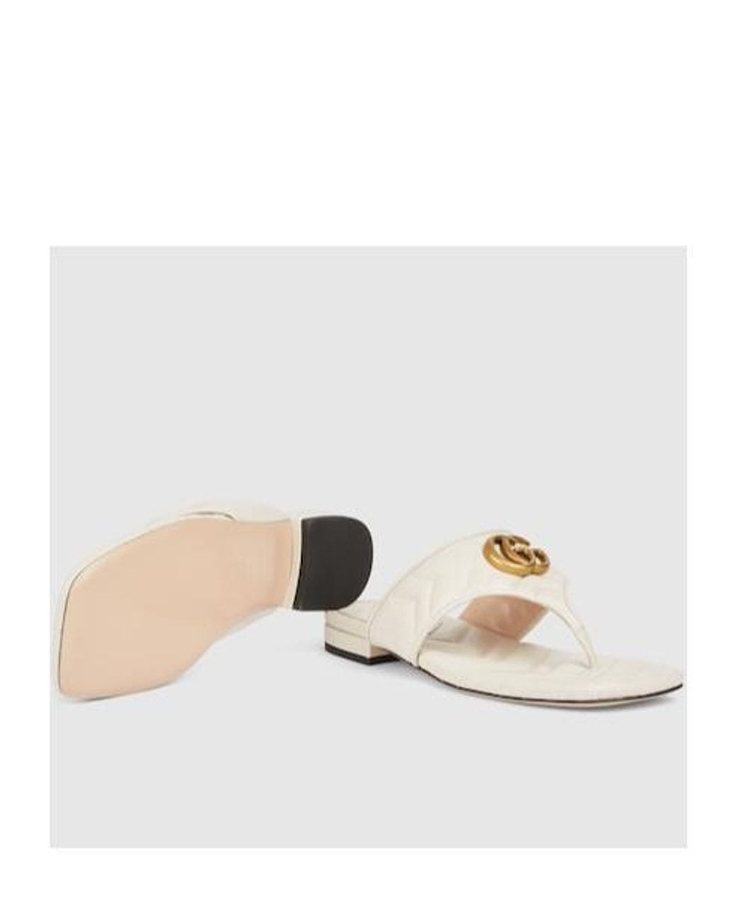 Gucci White Double G Thong Sandals