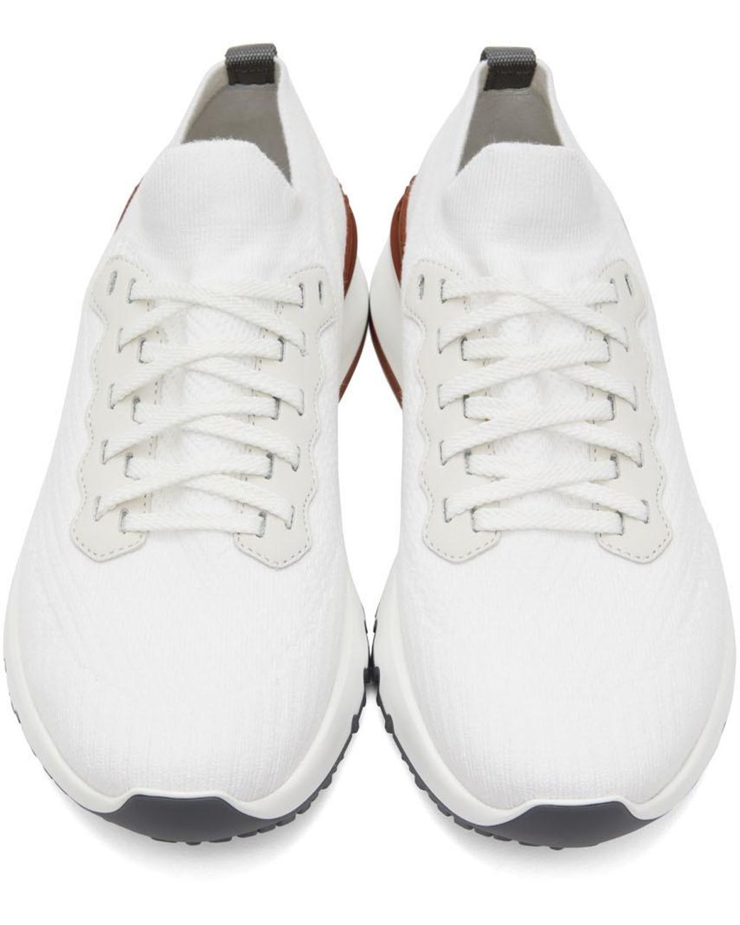 Brunello Cucinelli White Knit Sneakers for men