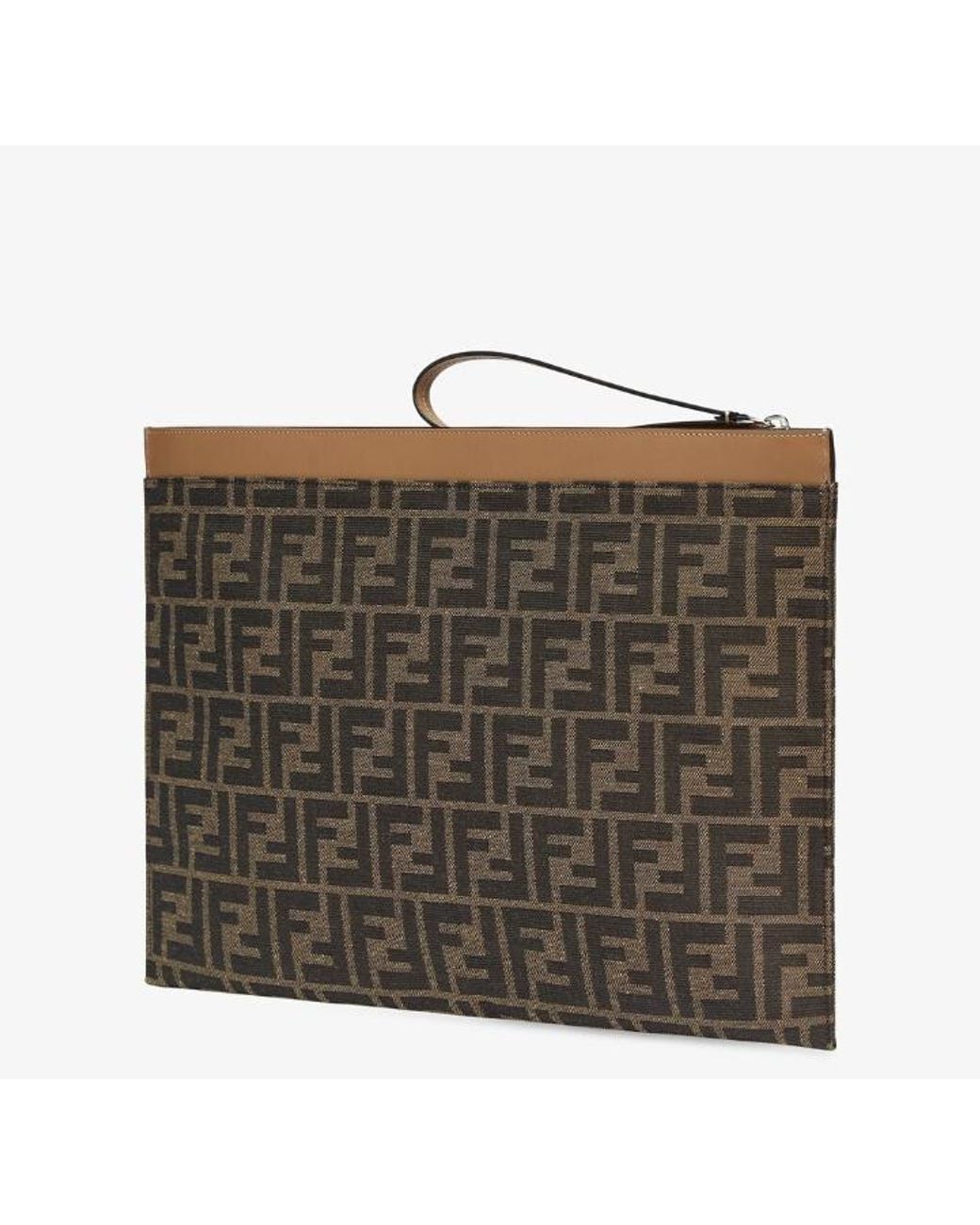 Fendi Gray Ff Large Flat Pouch for men