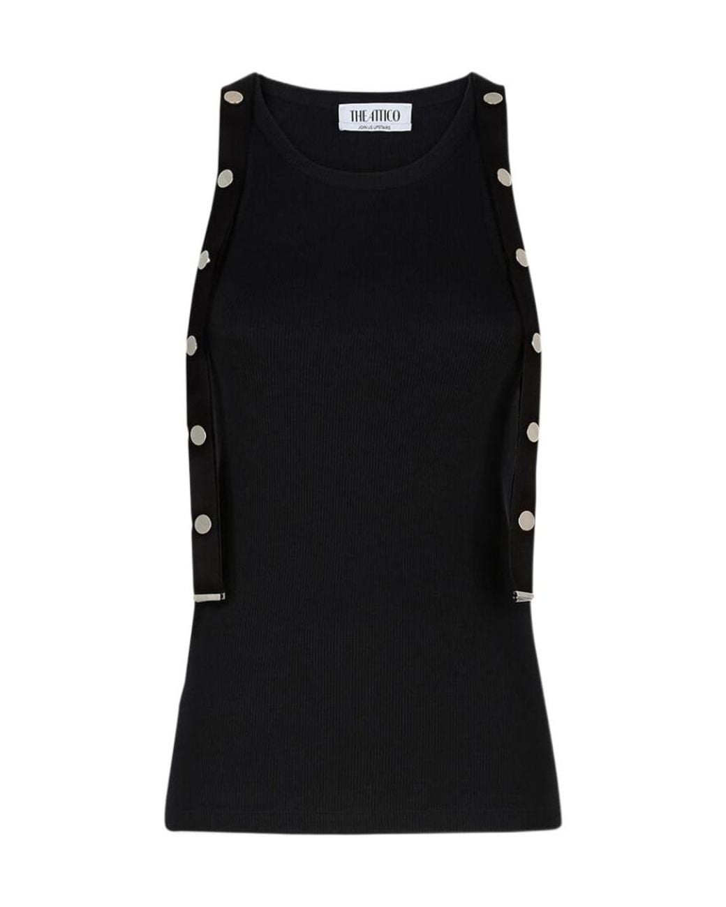 The Attico Black The Logo Patch Ribbed Tank Top
