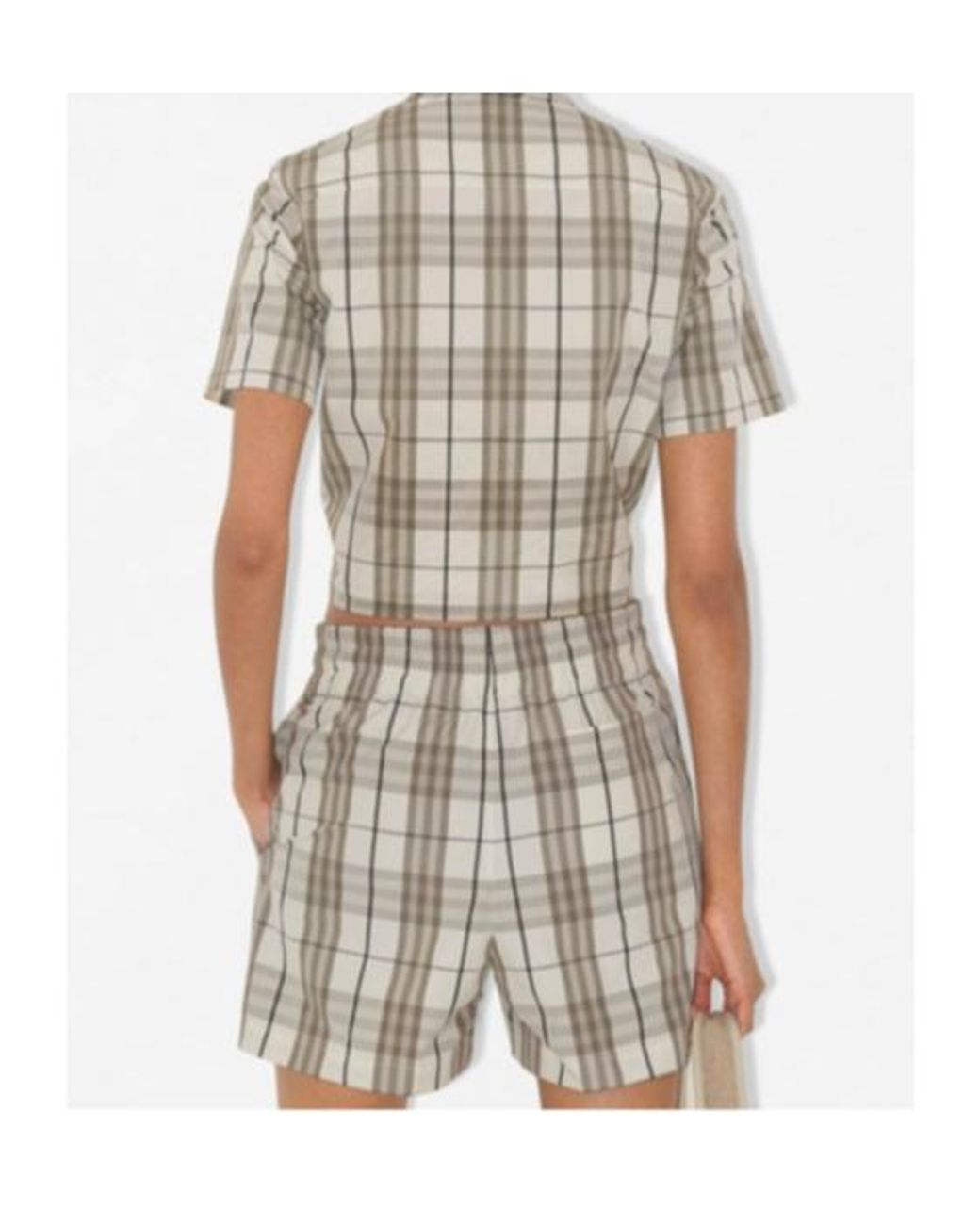 Burberry Natural Cotton Check Cropped Shirt
