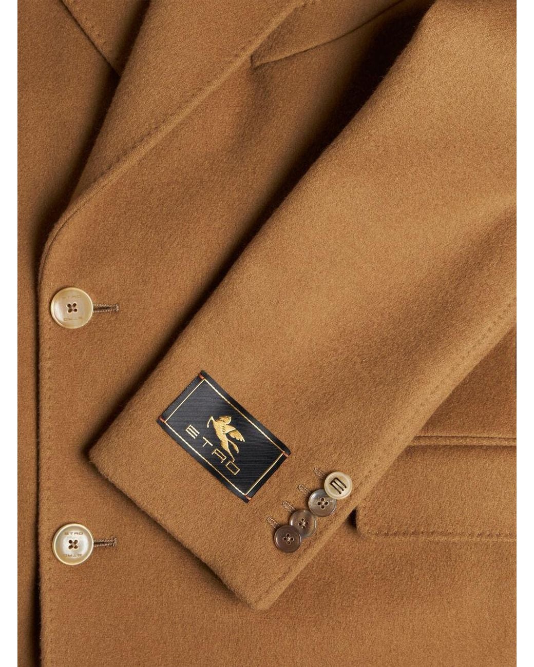Etro Brown Double-Breasted Cashmere Coat for men