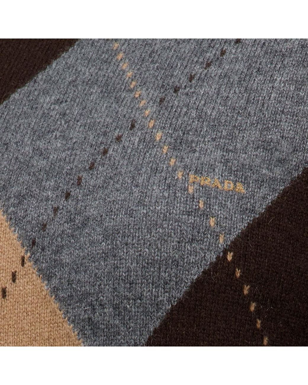 Prada Black Argyle Short Sleeve Knitted Sweater