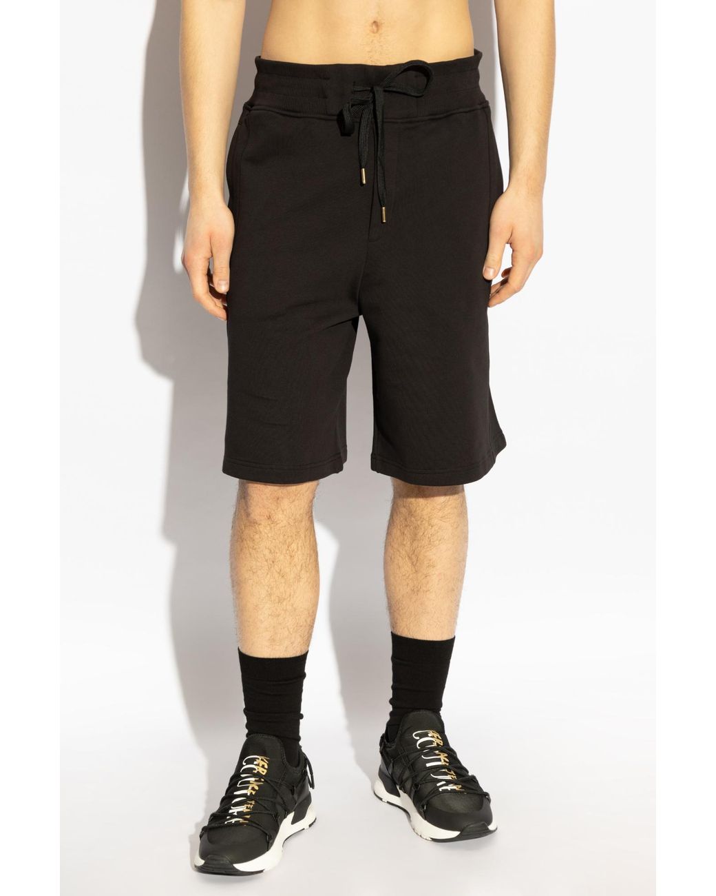 Versace Jeans Black Couture Logo Embellished Shorts for men