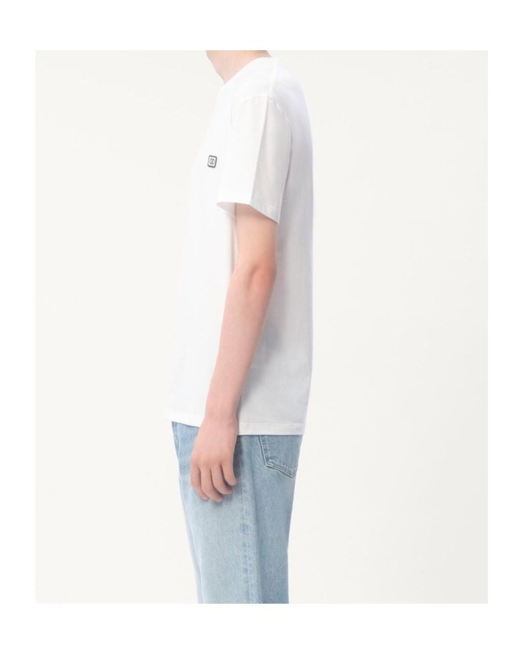 Valentino White Vlogo Embroidered Crewneck T-Shirt for men