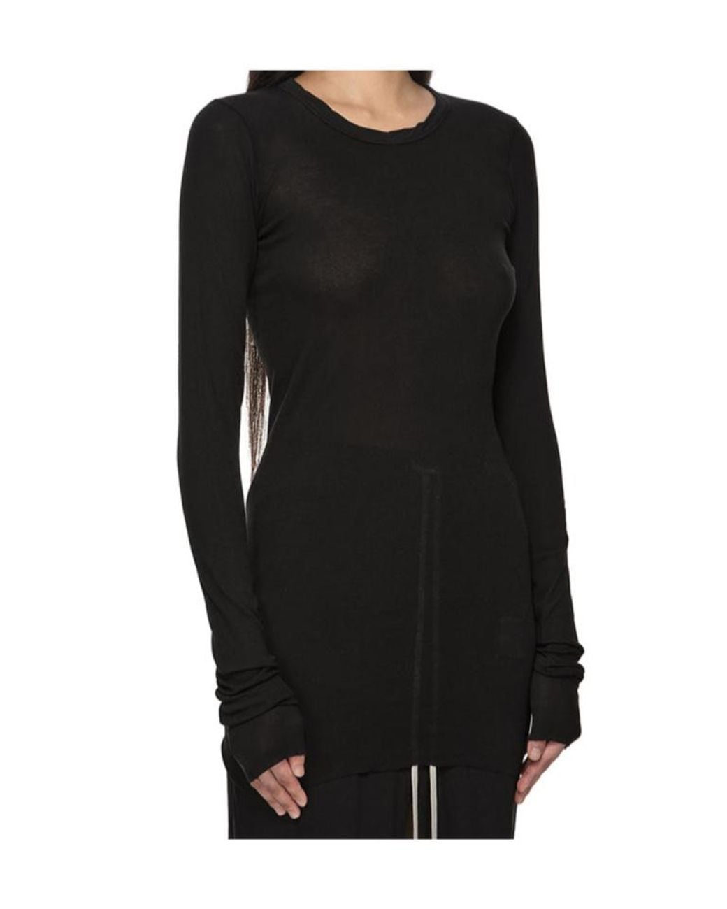 Rick Owens Black Ruched Long-Sleeve Top