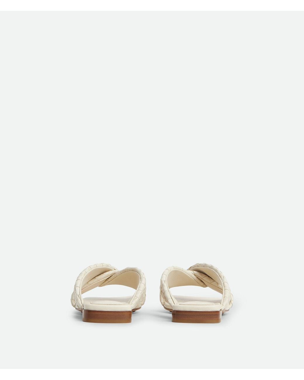 Bottega Veneta White Leather Intrecciato Riva Flat Mules