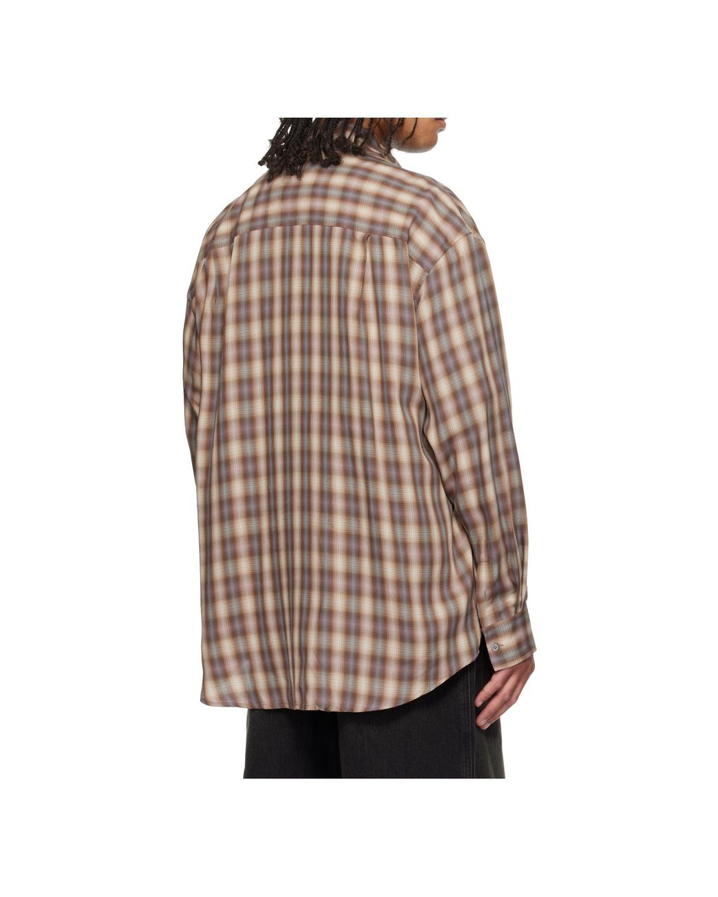 Wooyoungmi Brown Plaid Long-Sleeved Shirt for men