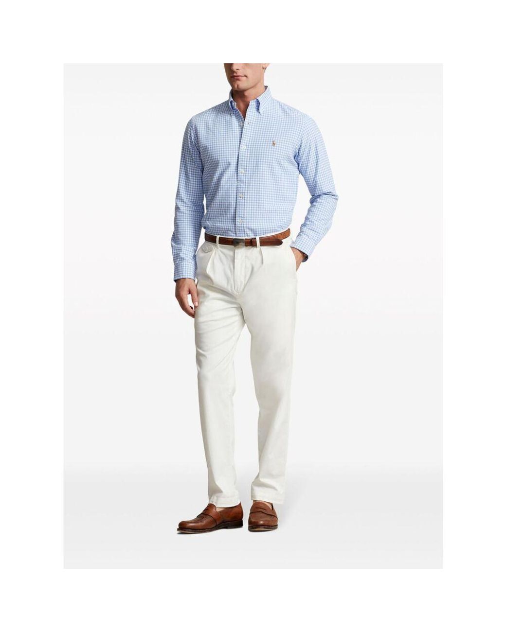 Polo Ralph Lauren Blue Oxford Gingham-Print Cotton Shirt for men