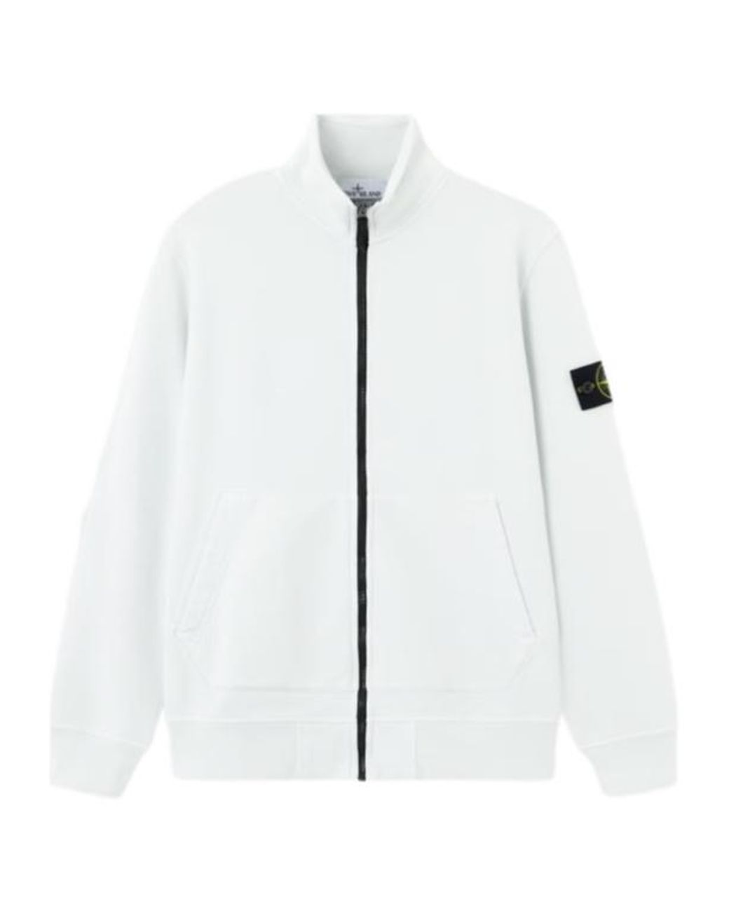 Stone Island White Zip-Up Logo-Patch Sweatshirt for men