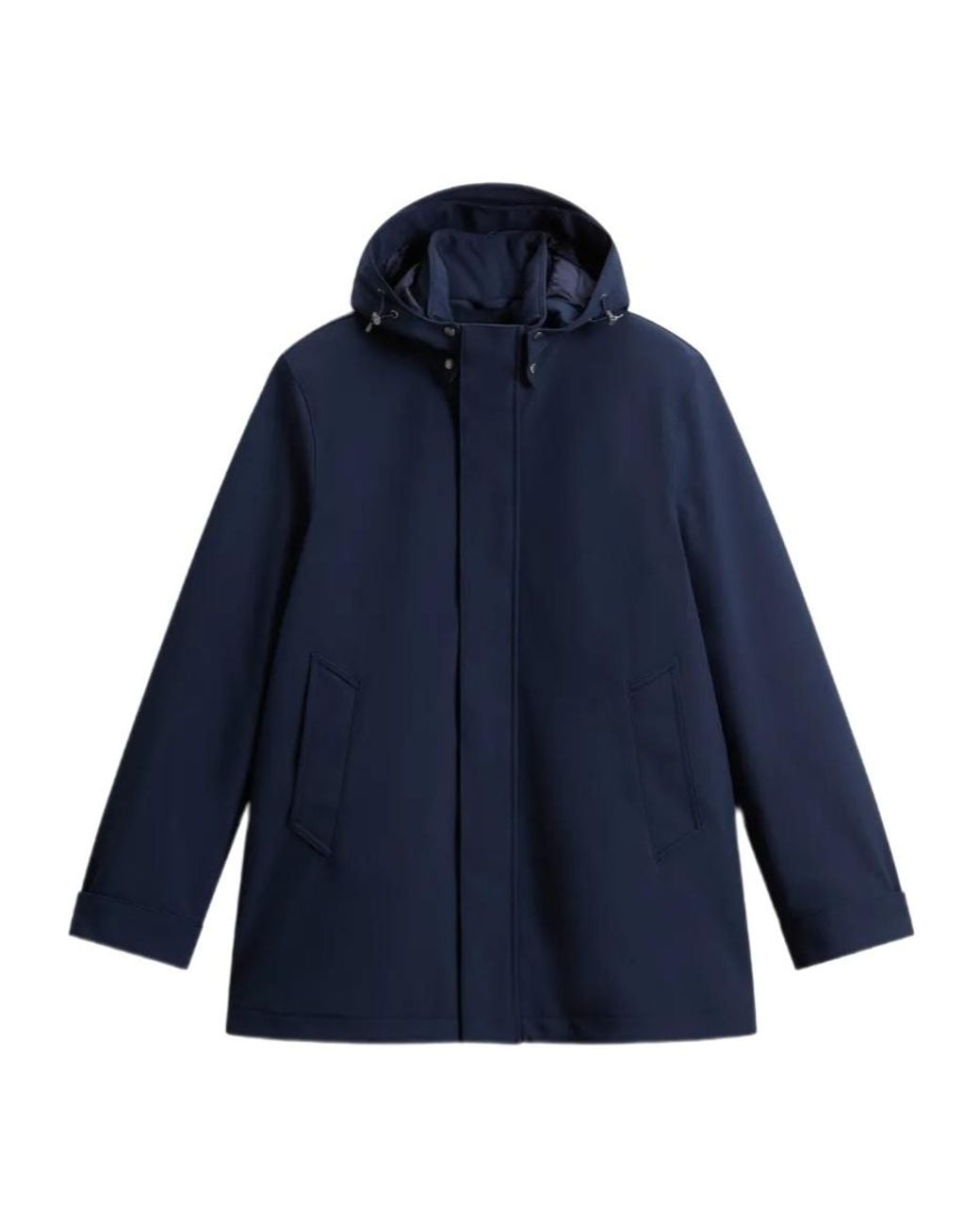 Woolrich Blue Barrow Hooded Coat for men