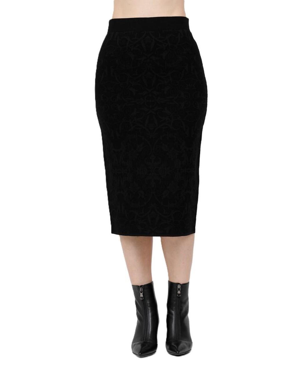 Max Mara Black Studio Adunco Straight Hem Midi Skirt
