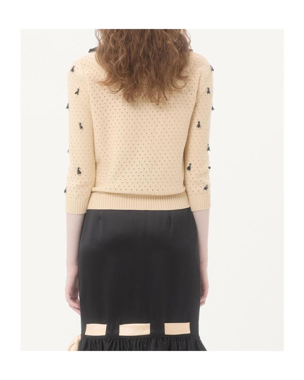 Valentino Natural Embroidered Cotton Cardigan