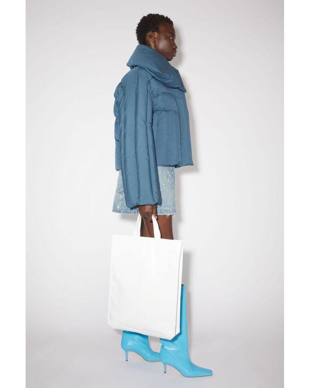 Acne White Logo Embossed Tote Bag for men