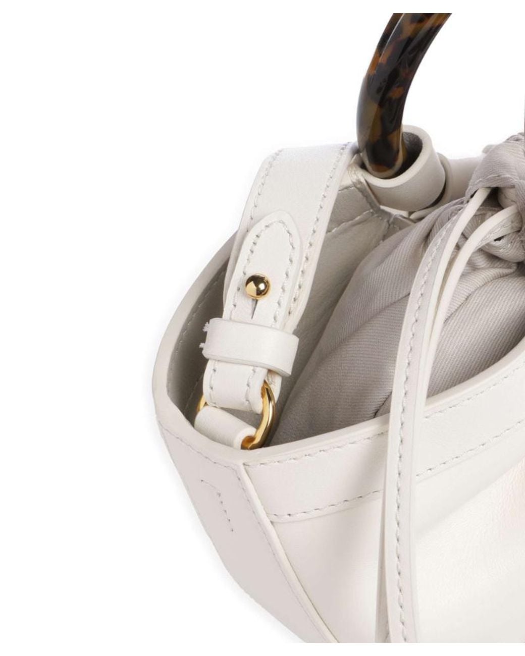 Coccinelle White Ring-Handle Bucket Bag