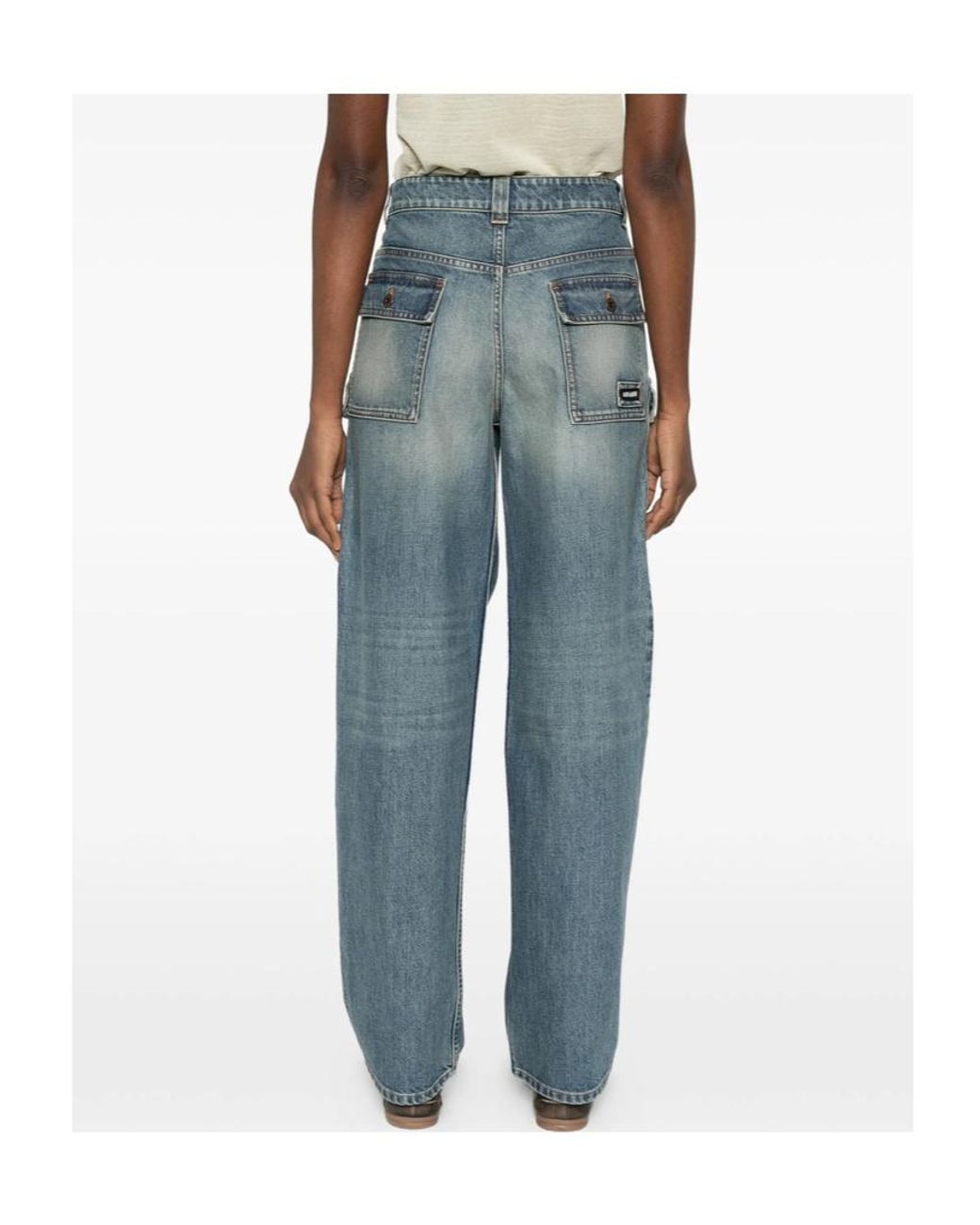 Miu Miu Blue Logo-Patch Denim Jeans