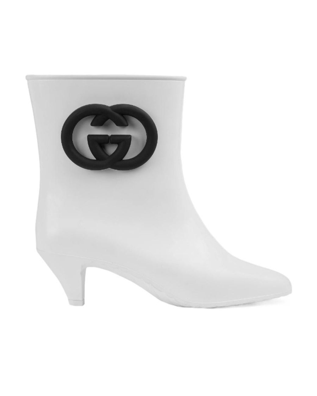 Gucci White Interlocking G Pointed-Toe Boots