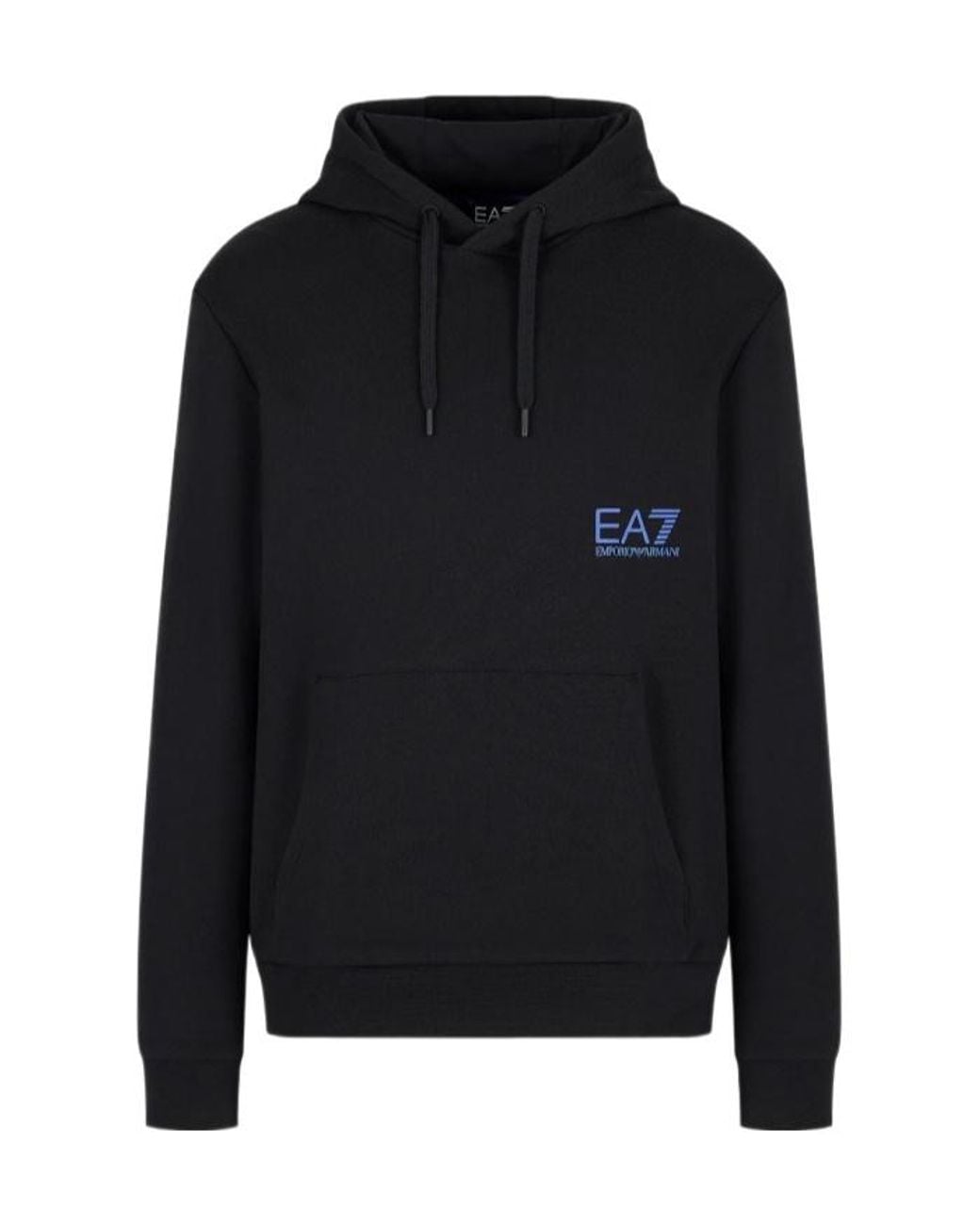 EA7 Black Logo Print Hooded Sweatshirt for men