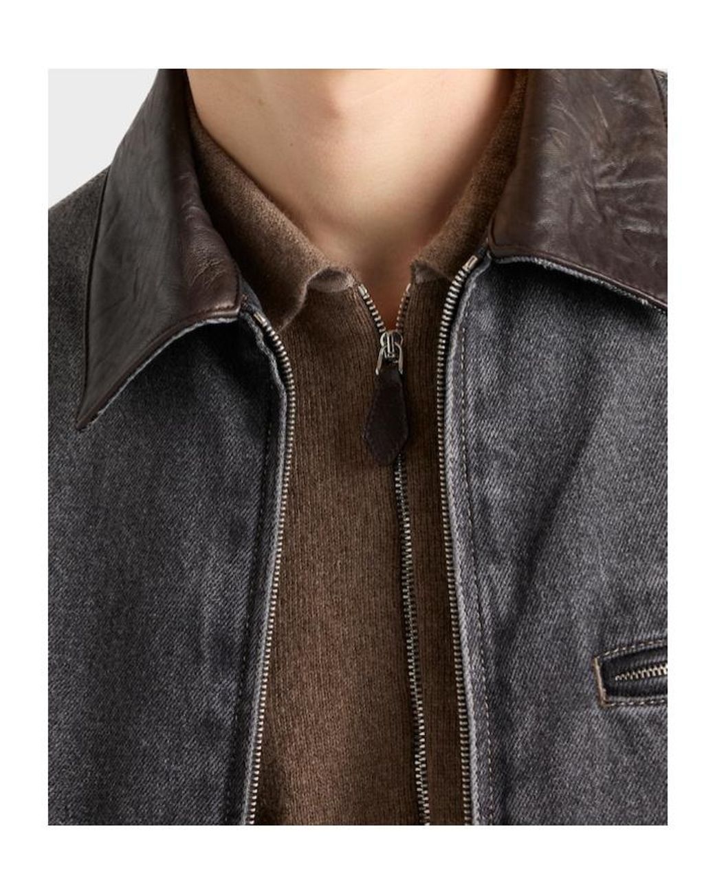 Prada Gray Denim Blouson Jacket for men