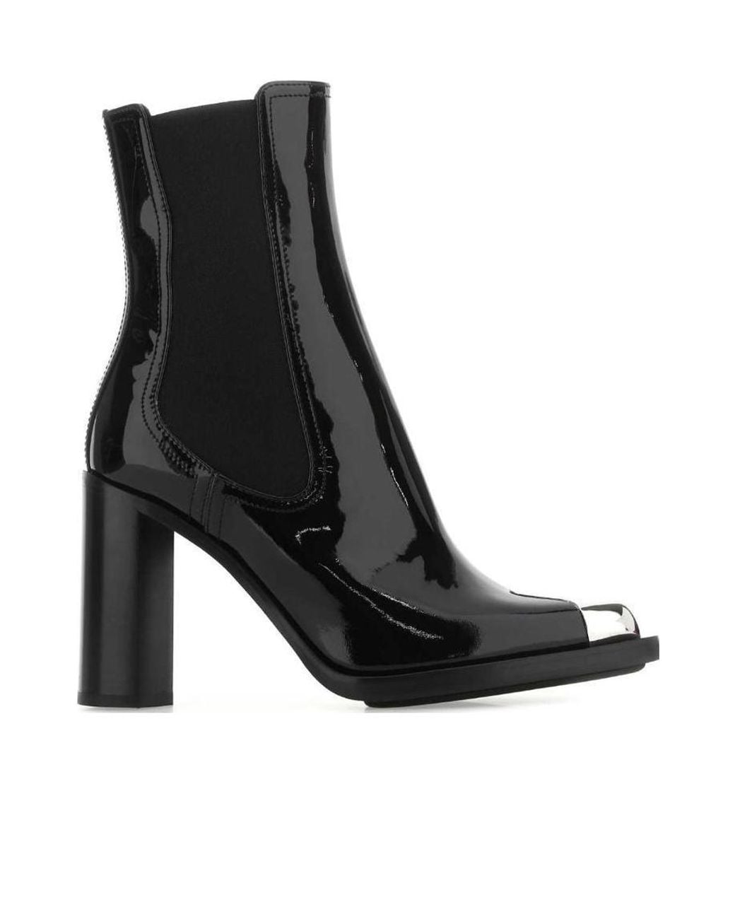 McQueen Black Leather Ankle Boots