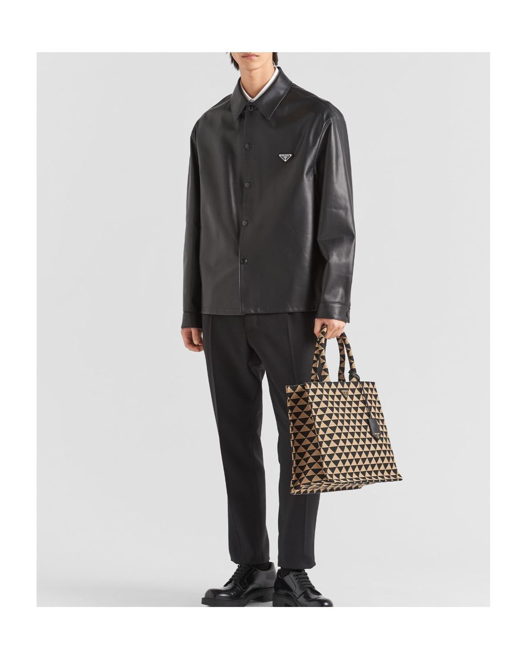 Prada Black Nappa Leather Shirt for men