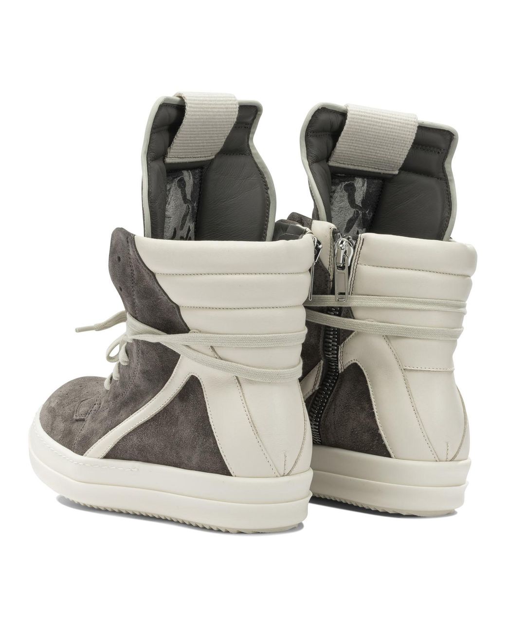 Rick Owens Gray Geobasket Panelled High-Top Sneakers for men