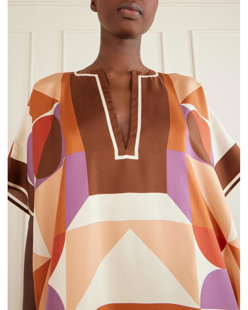 Eres Orange Silk-Twill Kaftan