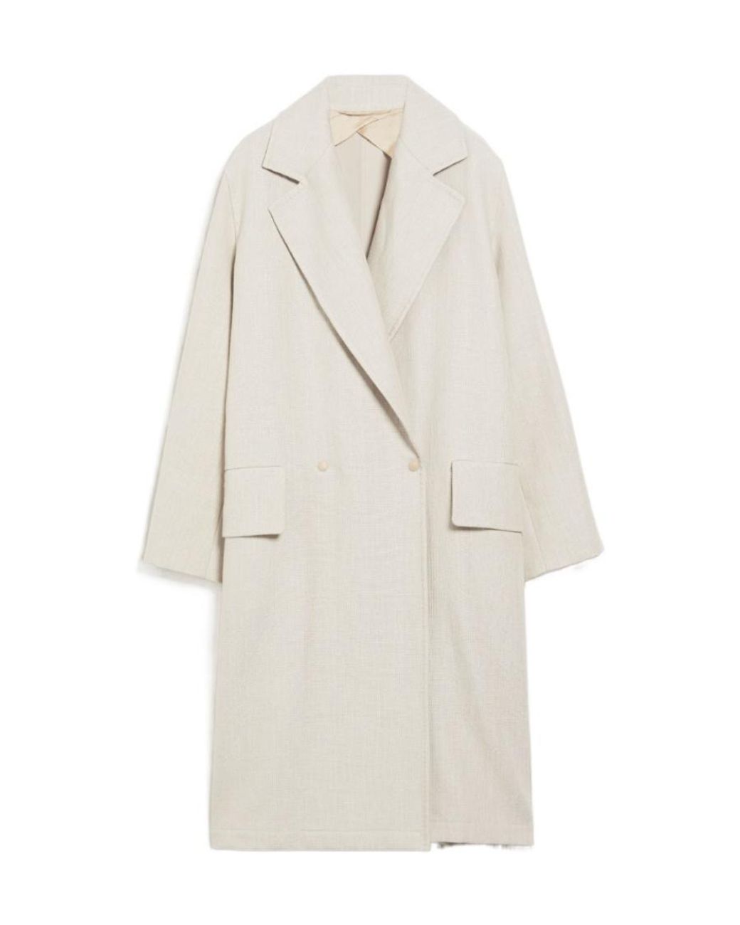 Max Mara White Double-Breasted Long-Sleeved Coat