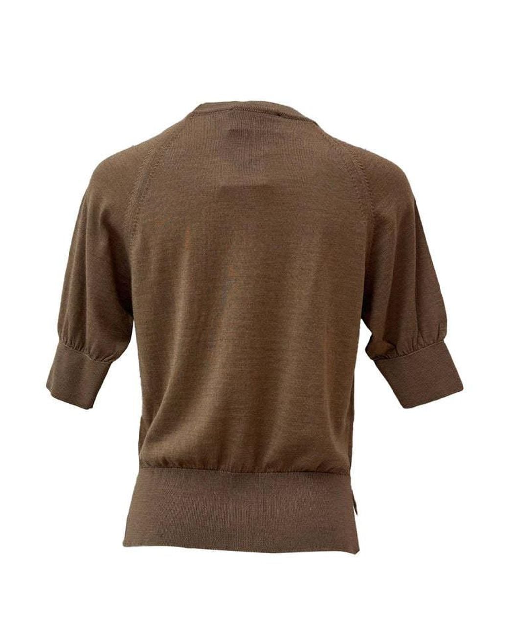 Simone Rocha Brown Crew Neck Short-Sleeved Sweater